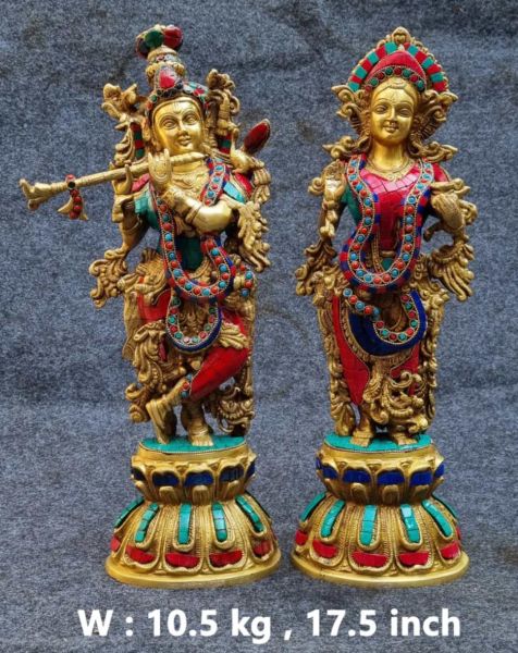Brass Radha Krishna Idol 10.5Kg 17.5"Inches