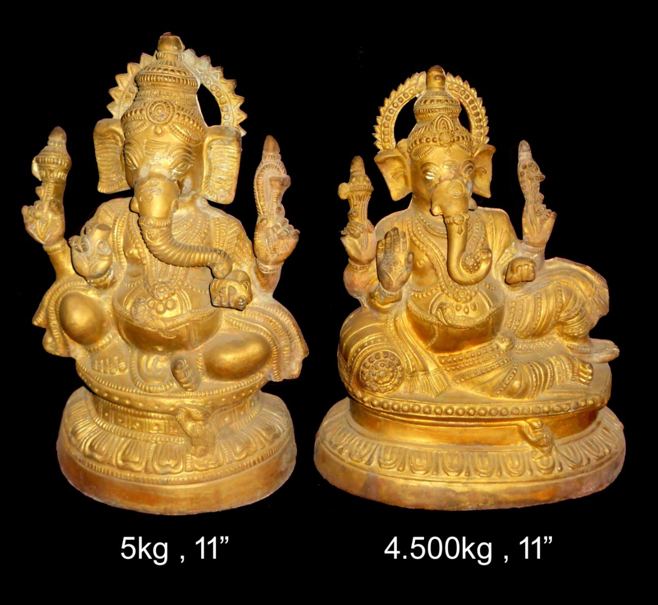 Brass Ganesh 5 Kg 4.5 Kg 11" Inches