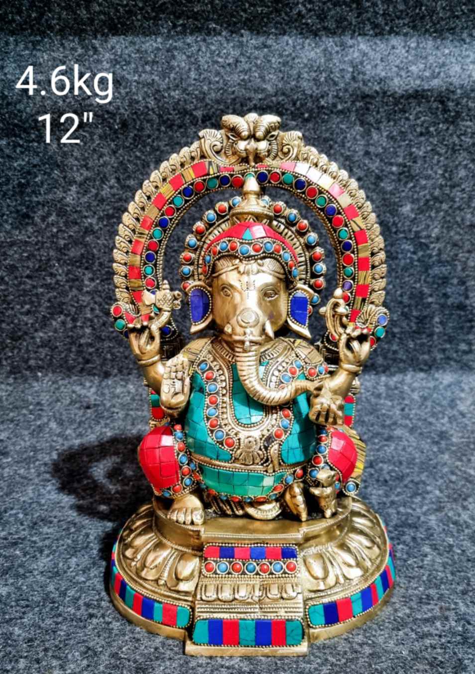 Brass Ganesh Stone 4.6 Kg 12" Inches