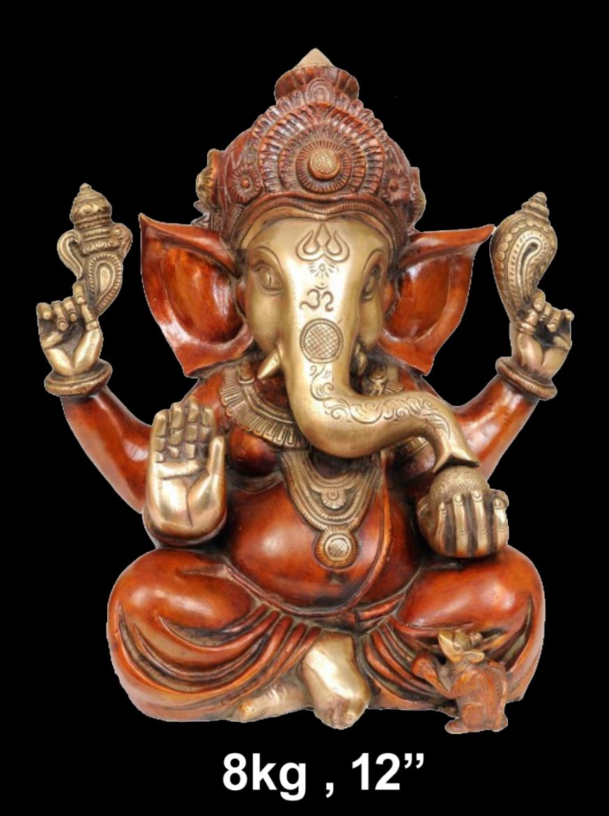 Brass Ganesh 8 Kg 12" Inches