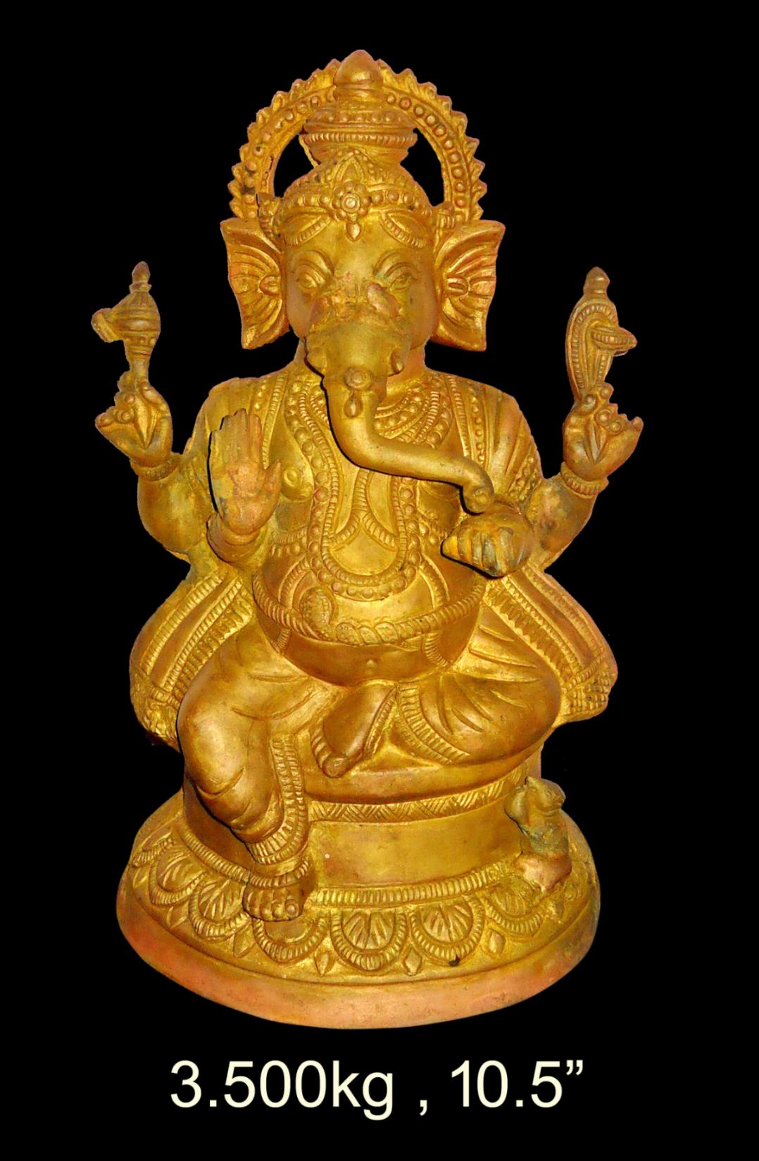 Brass Ganesh 3.500 Kg 10.5" Inches