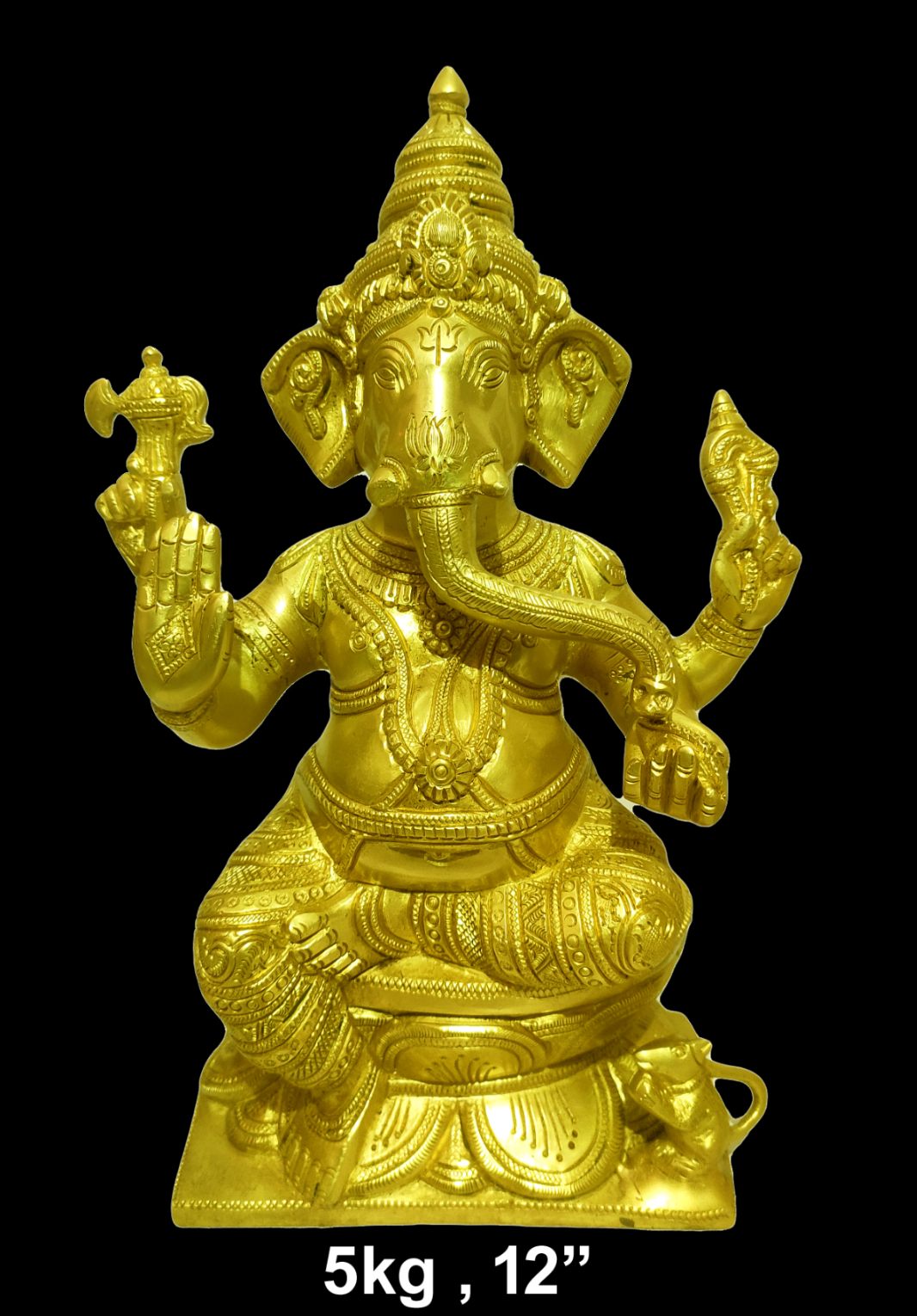 Brass Ganesh 5 kg 12" Inches