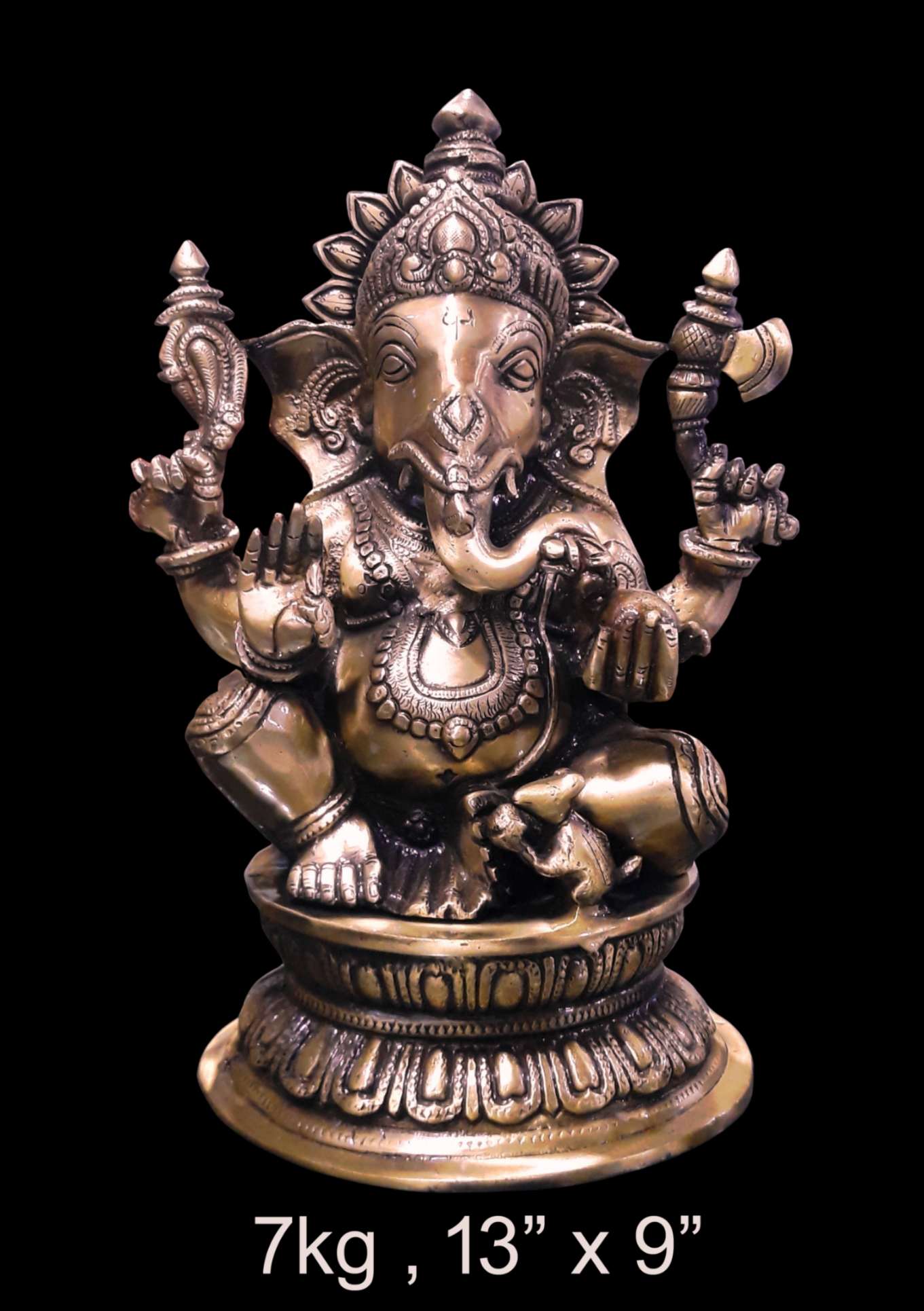 Brass Ganesh 7 Kg 13"x9" Inches
