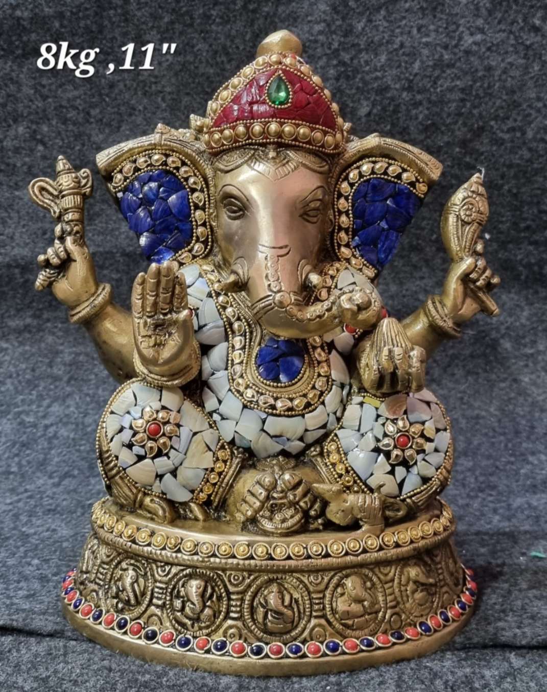 Brass Ganesh 8 Kg 11" Inches