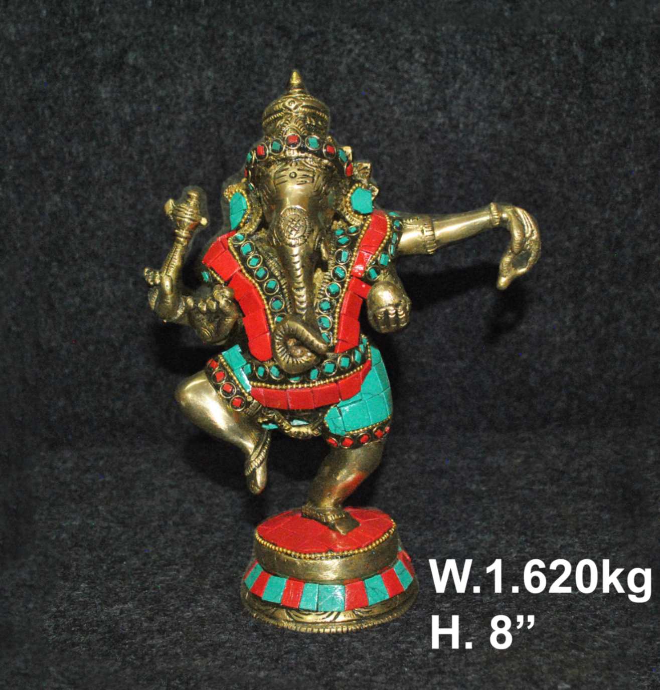Brass Ganesh 1.6 Kg 8" Inches
