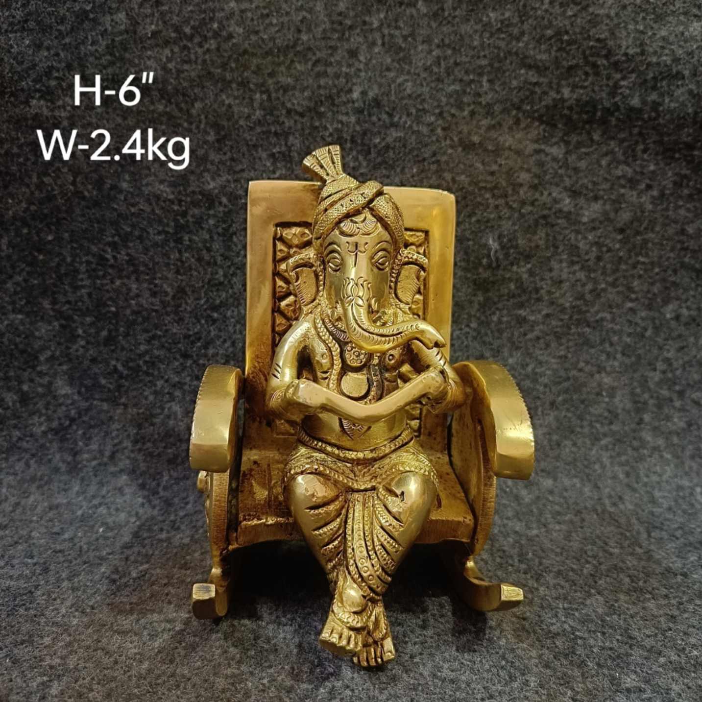 Brass Ganesh Chair 2.4Kg 6" Inches