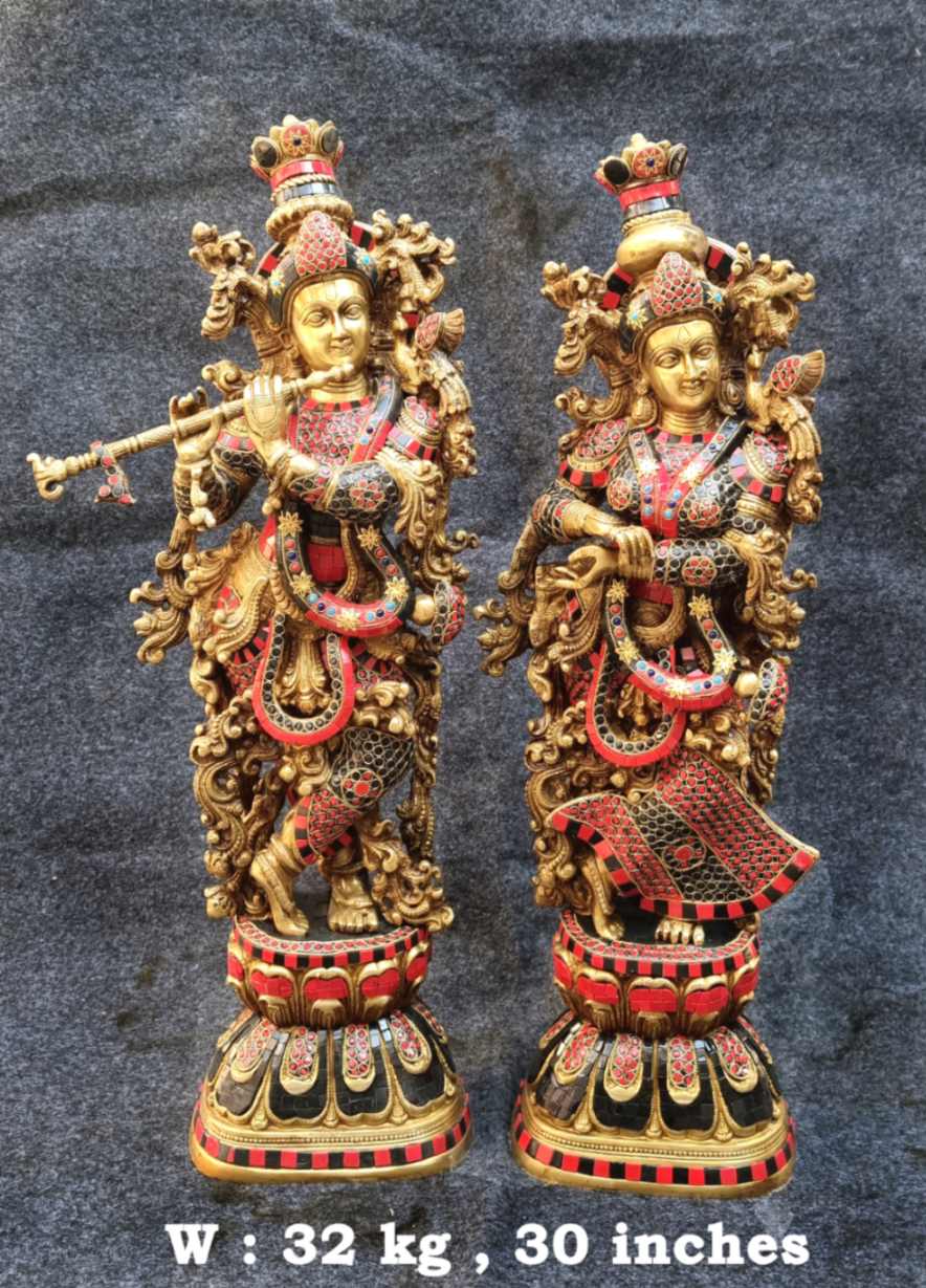 Brass Radha Krishna Idols 32Kg 29''Inches