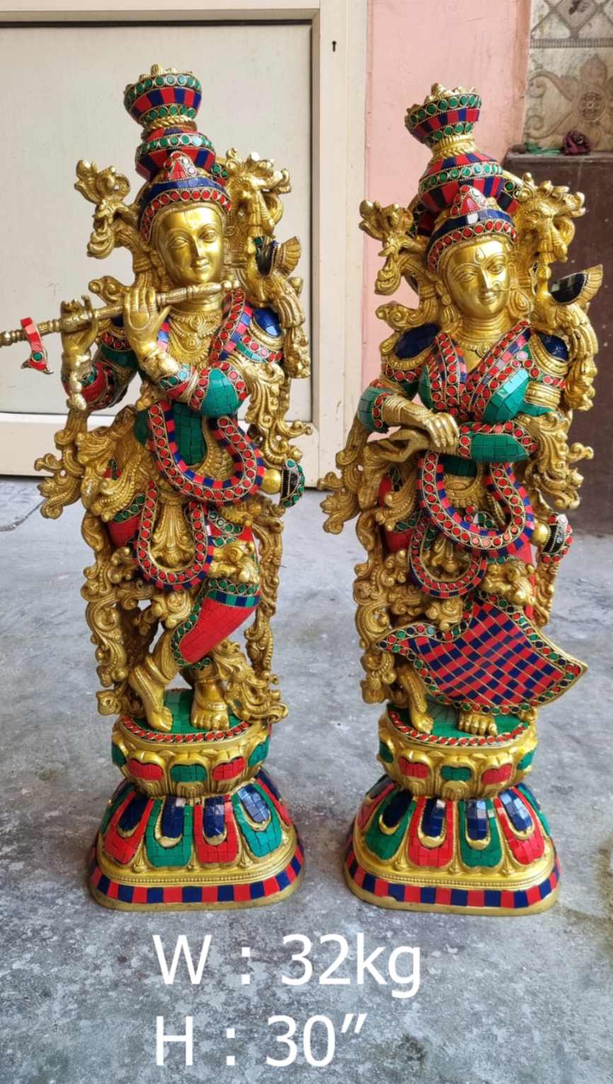 Brass Radha Krishna Idols 32Kg 29''Inches