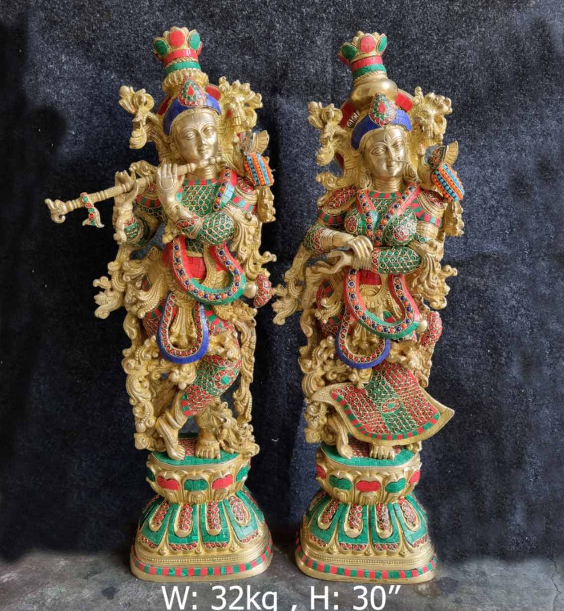Brass Radha Krishna Idols 32Kg 29''Inches
