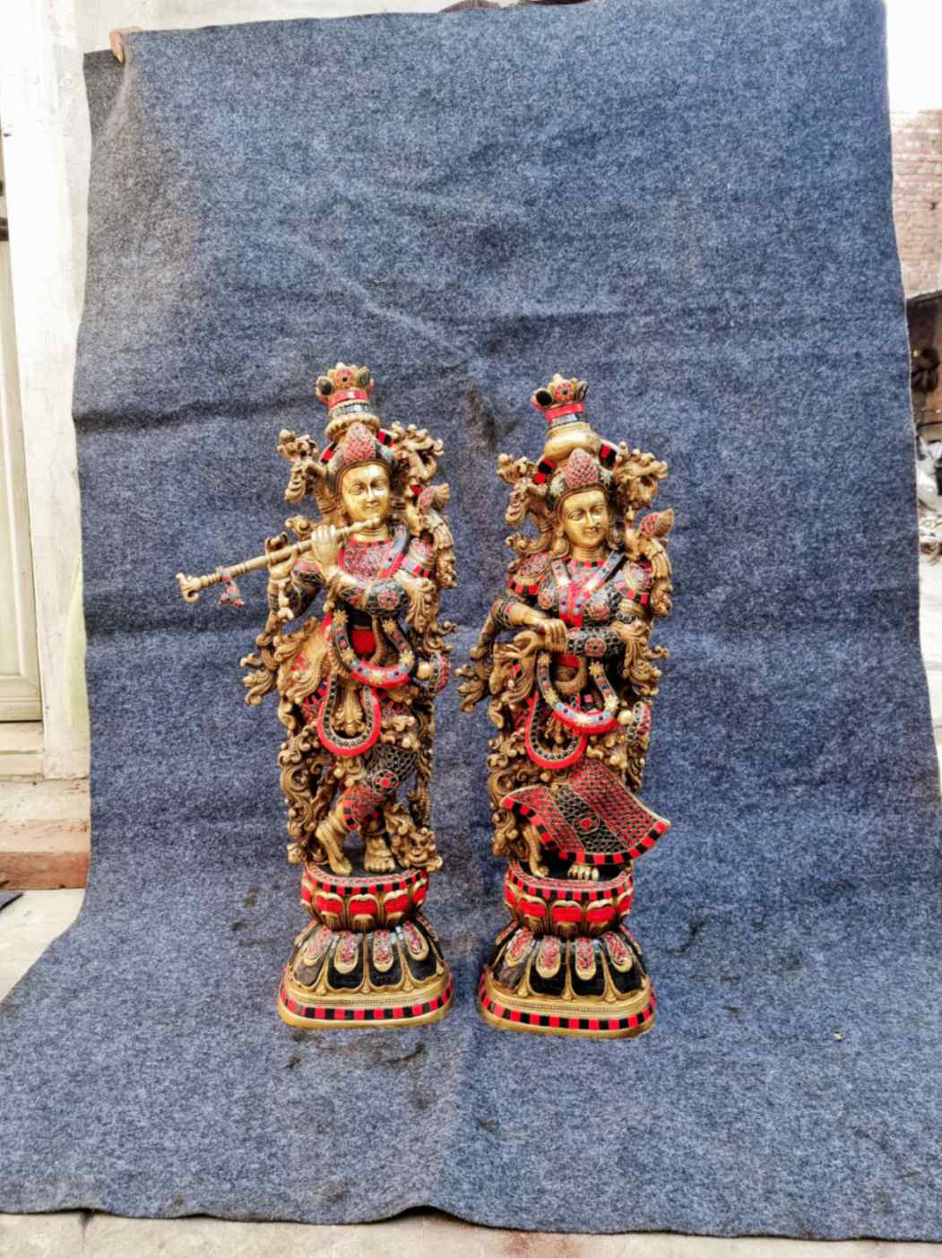 Brass Radha Krishna Idols 32Kg 29''Inches