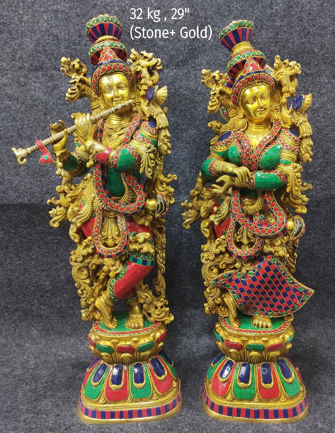 Brass Radha Krishna Idols 32Kg 29''Inches