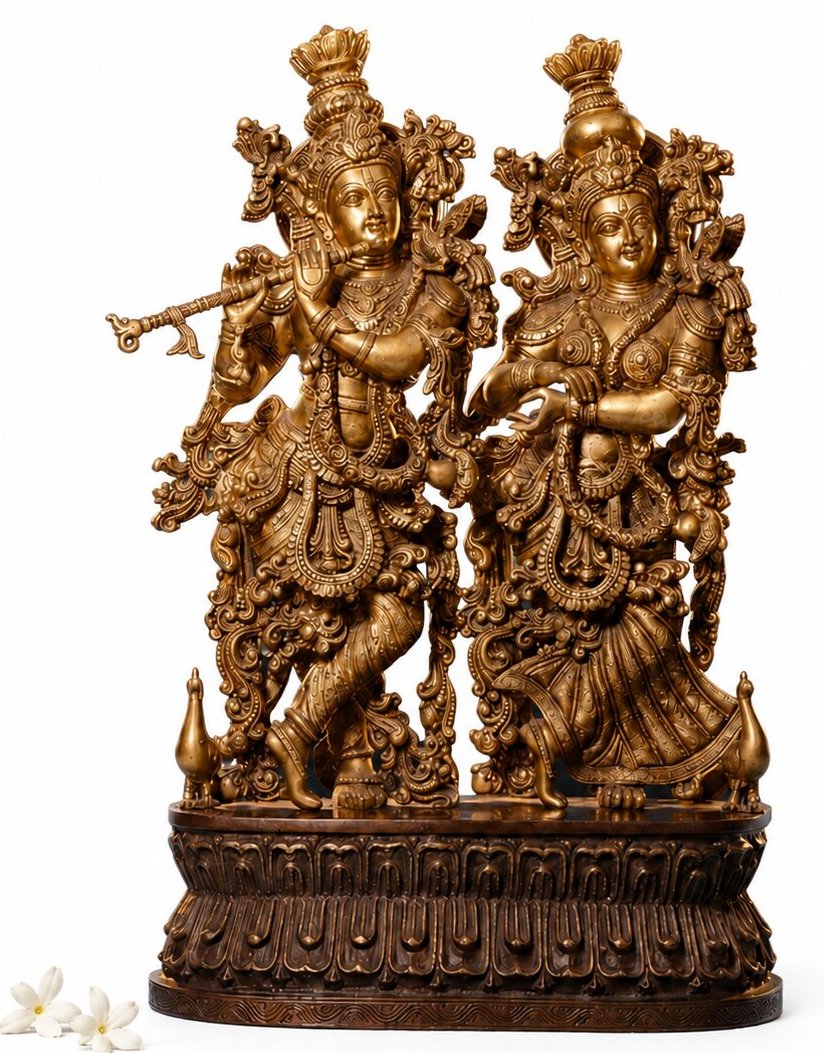 Brass Radha Krishna with Base Idols 36Kg 30"Inches
