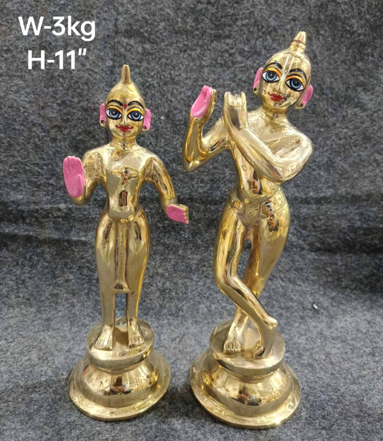 Brass Radha Krishna Plain 3Kg 11''