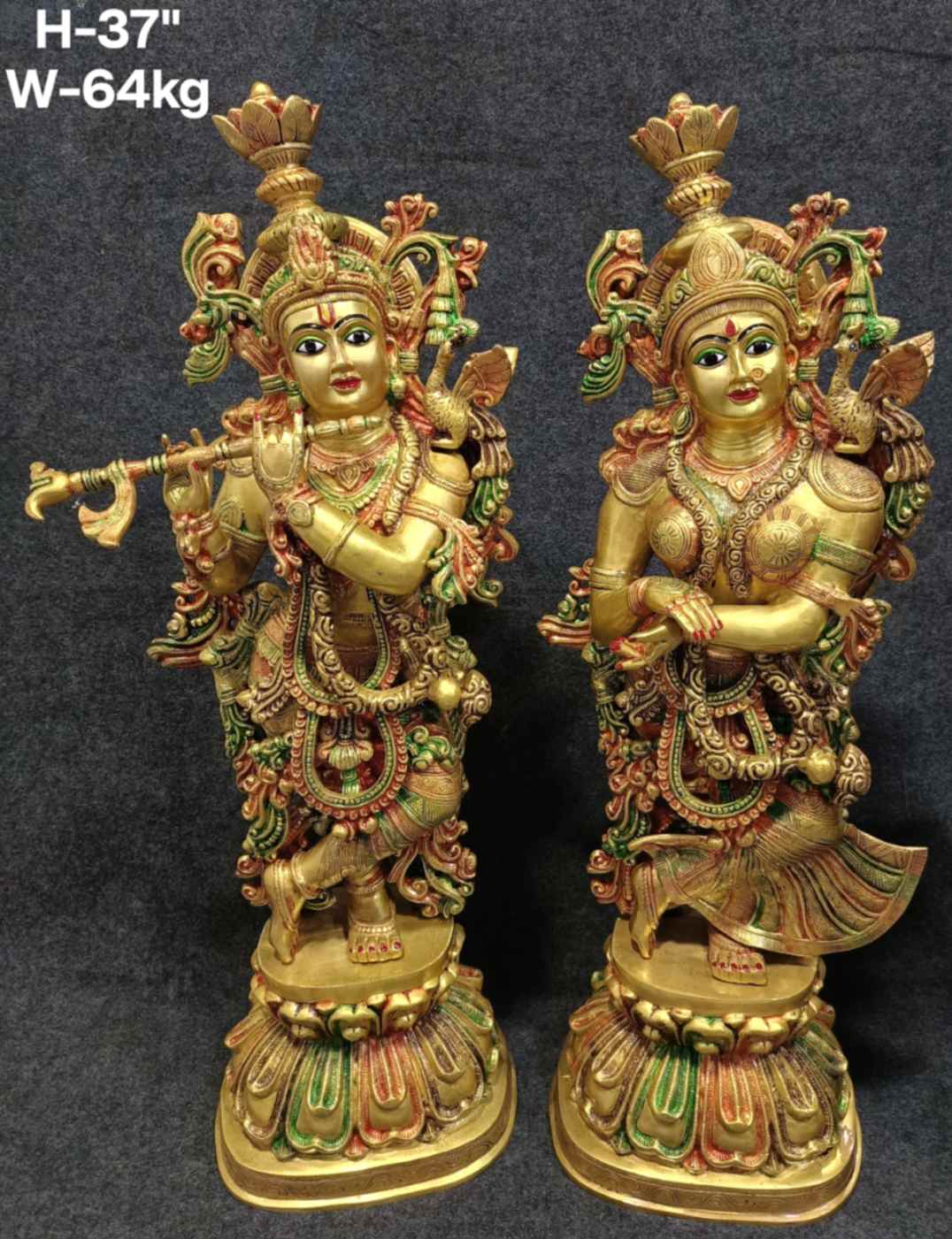 Brass Radha Krishna Idol 64kg 32''