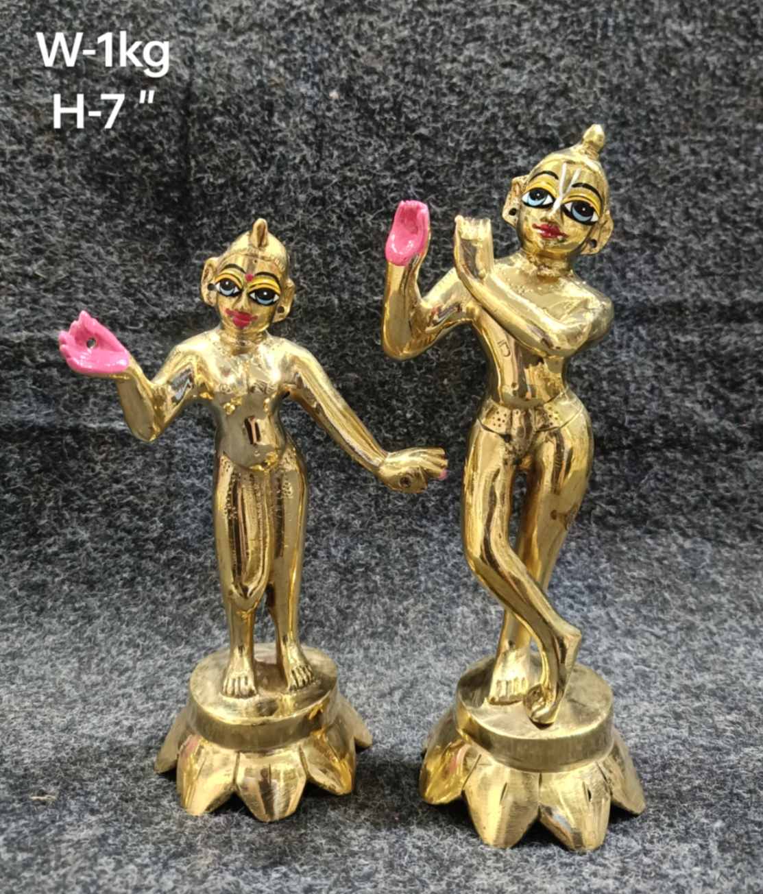 Brass Radha Krishna Plain 1Kg 7''