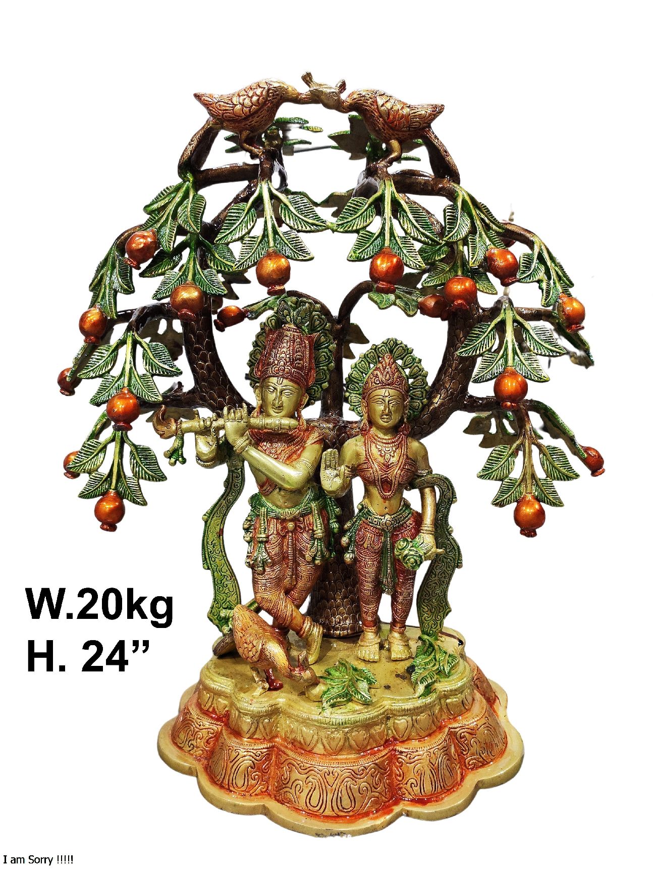 Brass Radha Krishna Tree Idol 20Kg 24"Inch