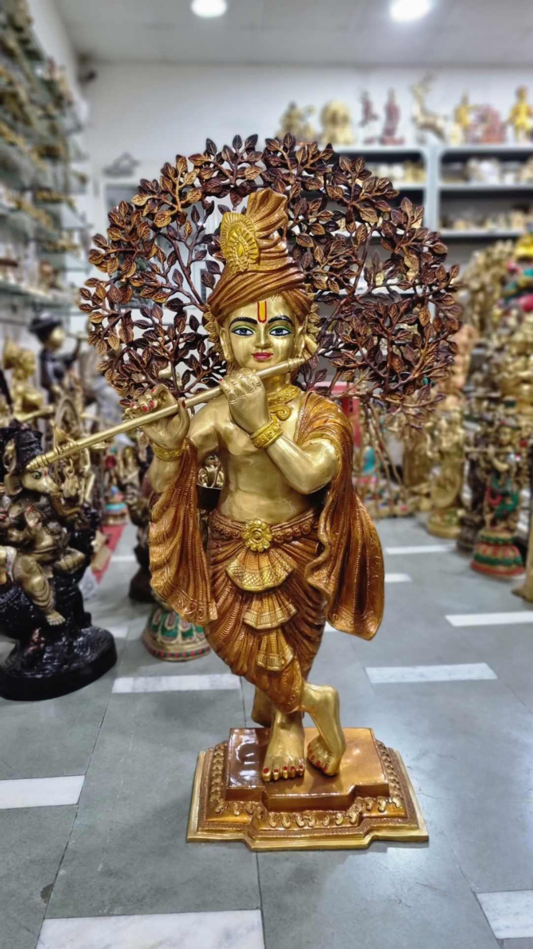 Brass Radha Krishna Idol 40Kg 38"Inch