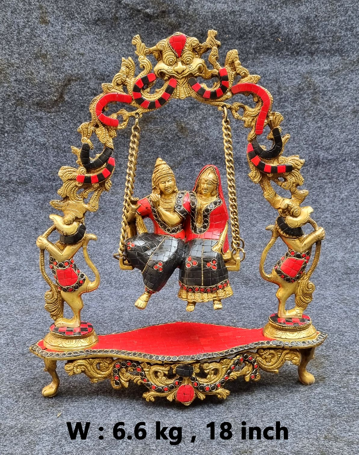 Brass Radha Krishna Jhula 6.6Kg 18"Inches