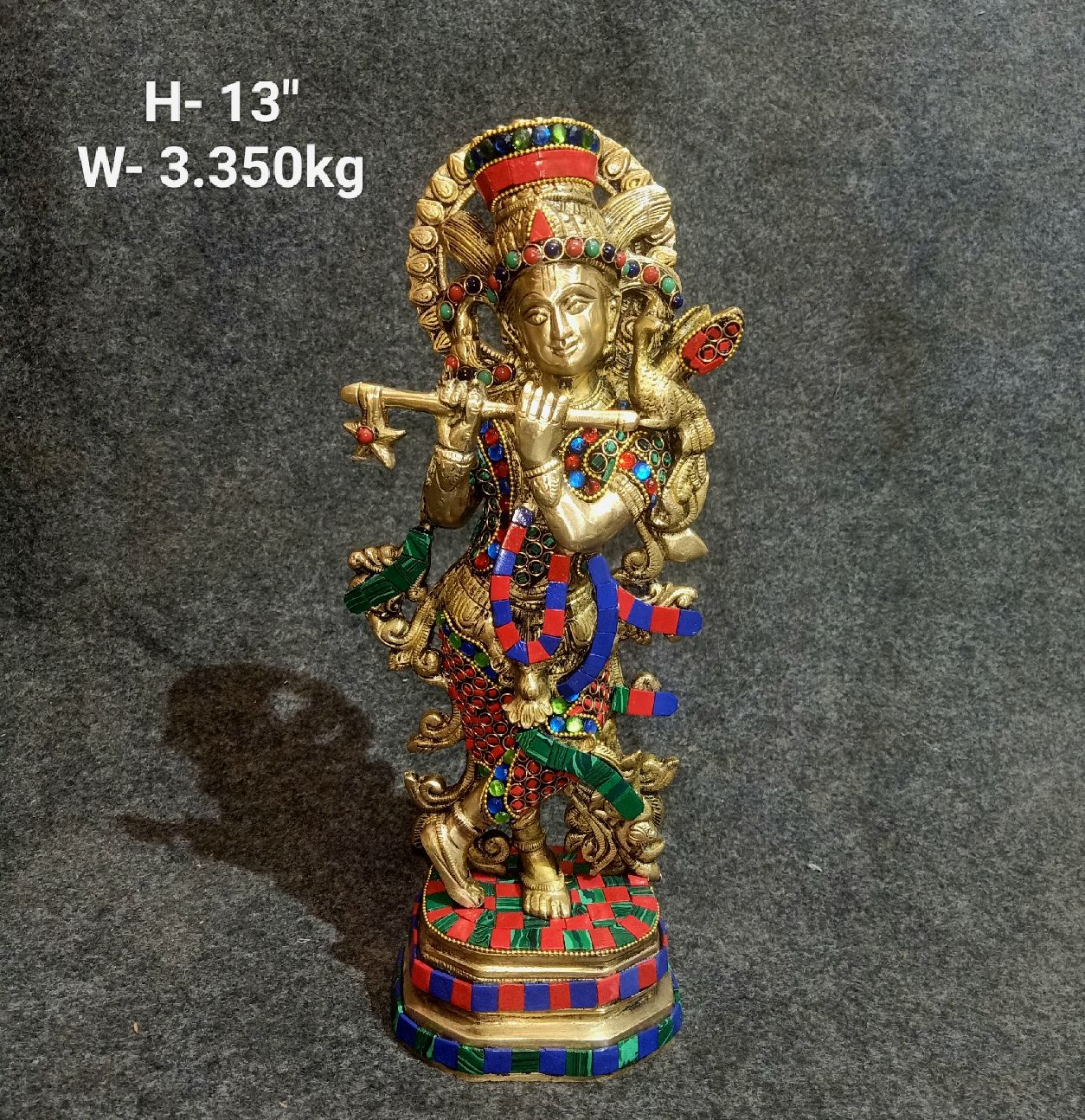 Brass Krishna Idols 3.300Kg 13.3"
