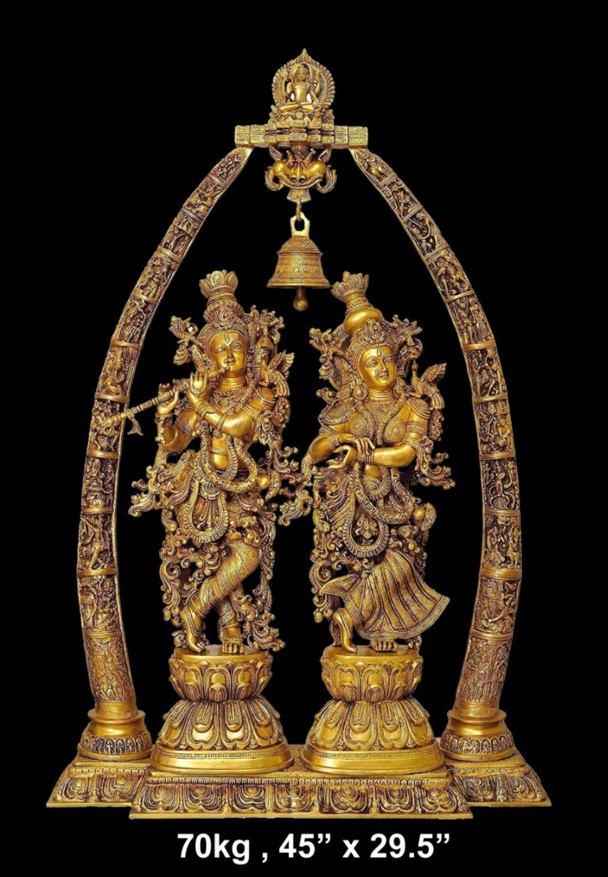 Brass Radha Krishna Idol 70Kg 45*29.5"Inches