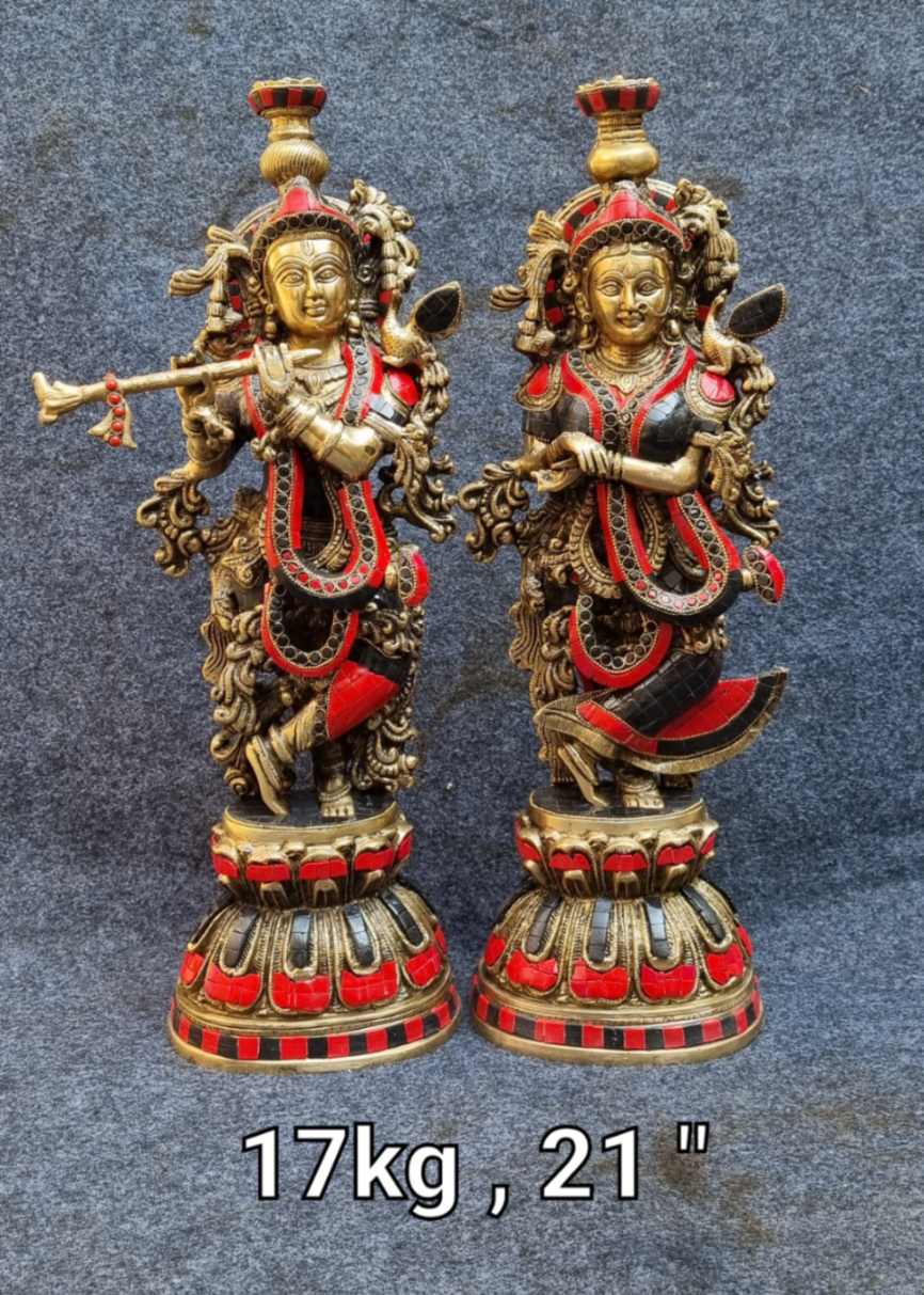 Brass Radha Krishna Idol 18Kg 21"Inch