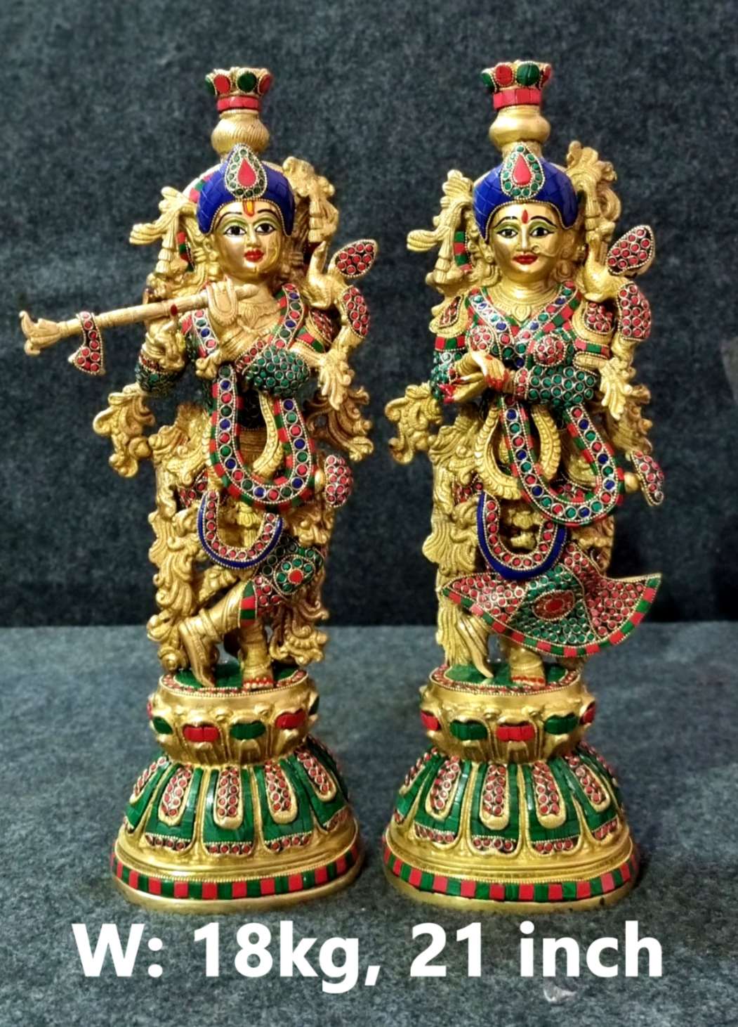 Brass Radha Krishna Idol 18Kg 21"Inch
