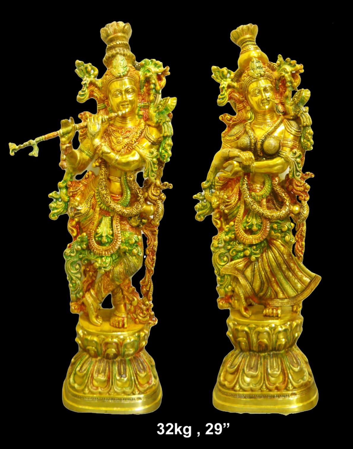 Brass Radha Krishna Idols 32Kg 29''Inches
