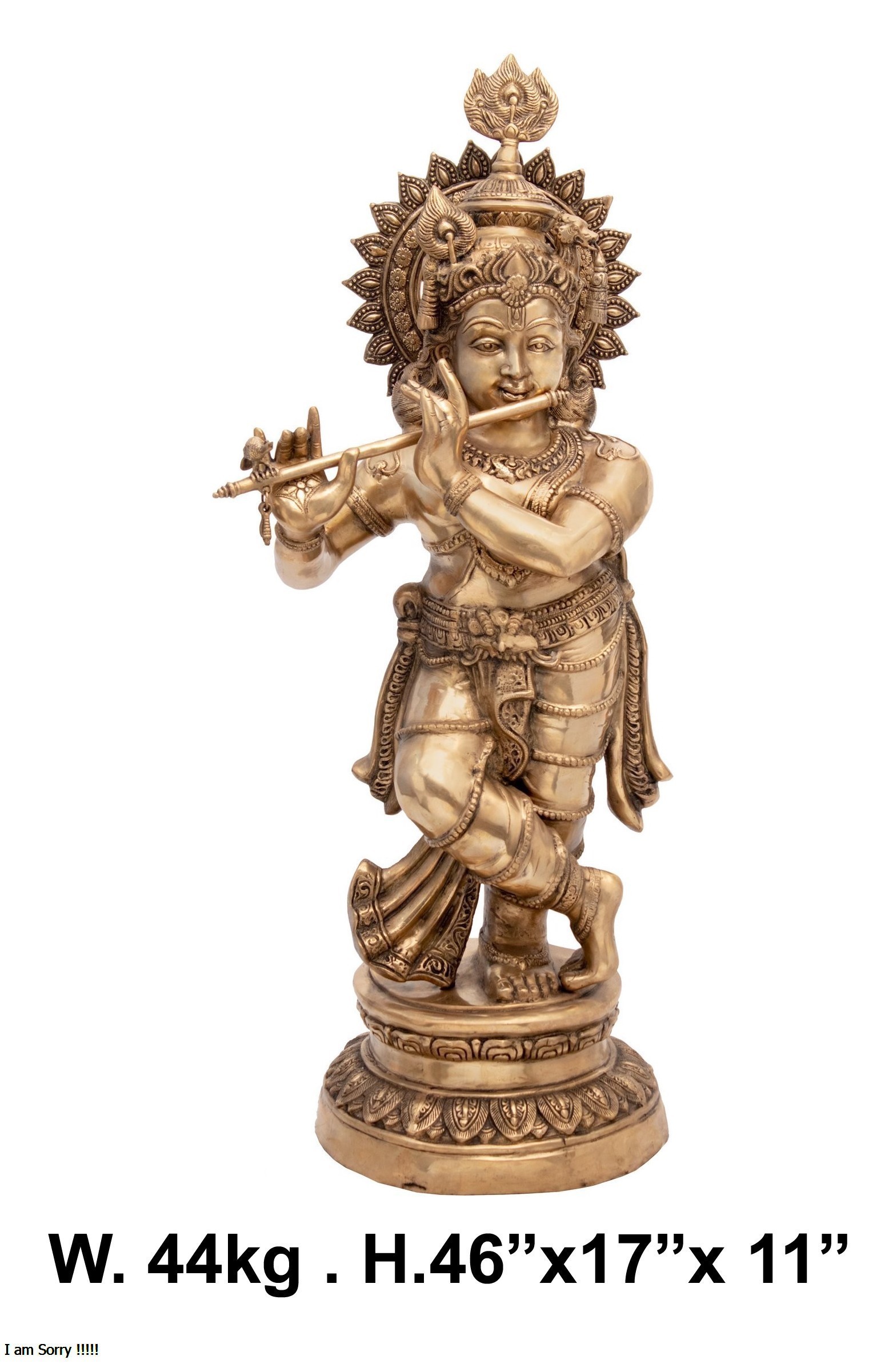 Brass Krishna Idols 44Kg 46"Inches