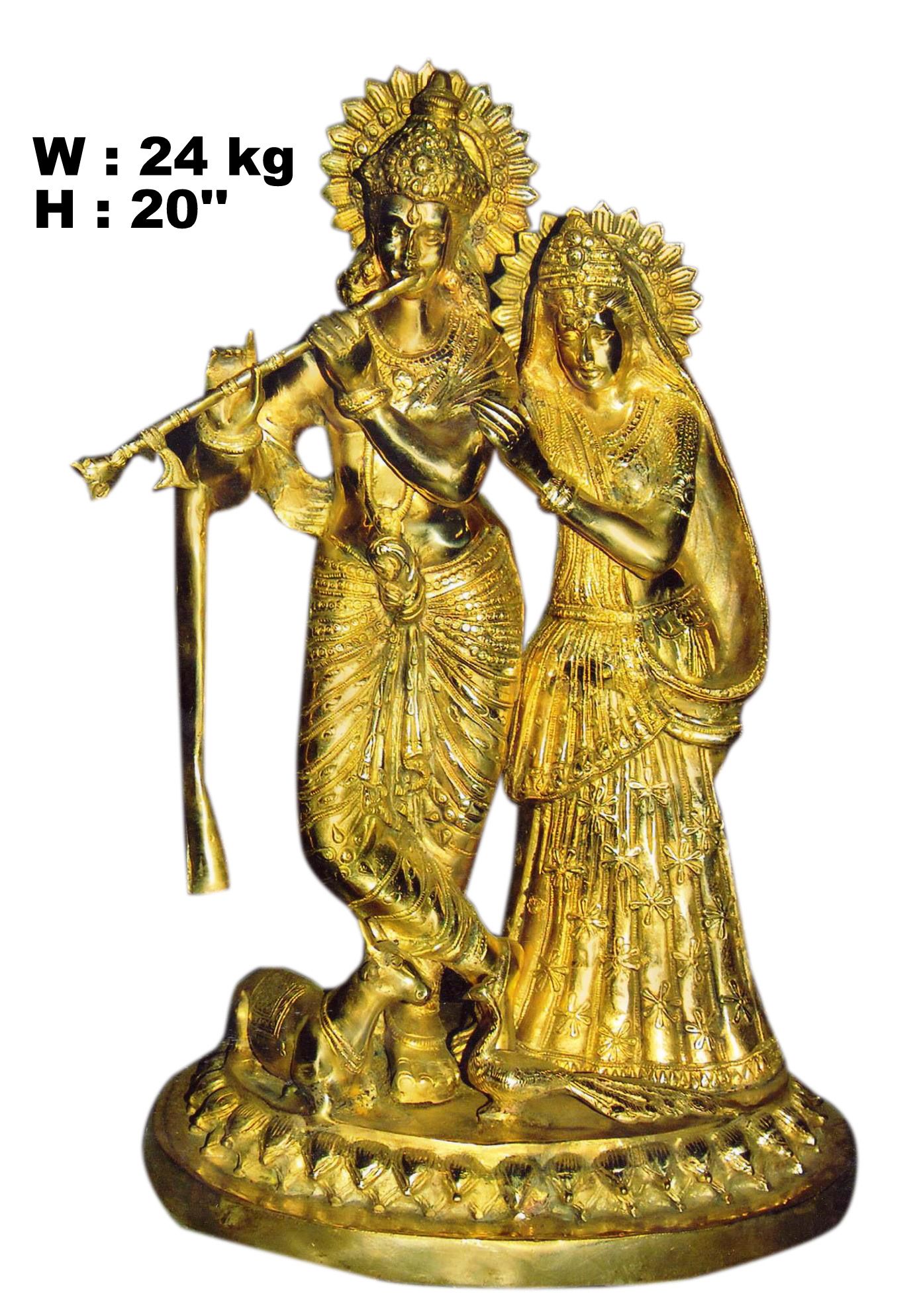 Brass Radha Krishna Idols 24Kg 20"Inches