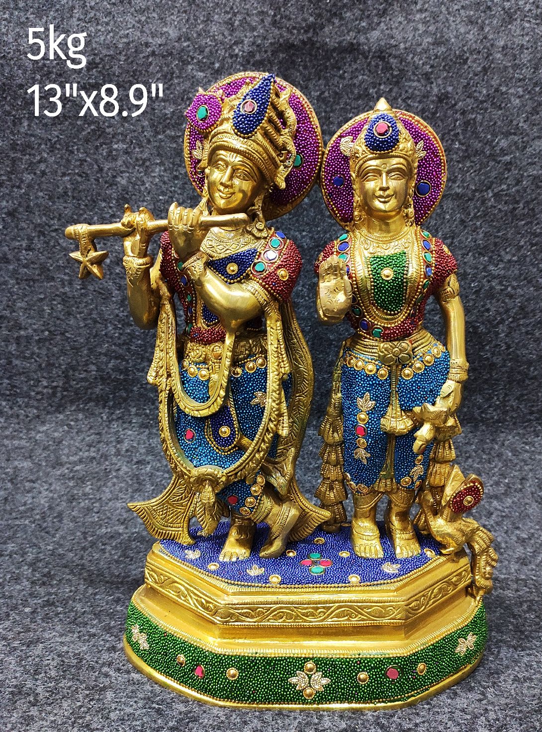 Brass Radha Krishna Idols 5Kg 13*8.9"