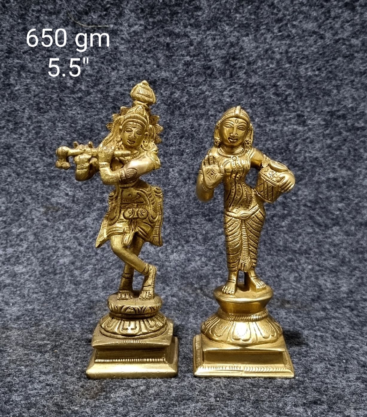 Brass Radha Krishna 650Gm 5.5"Inches