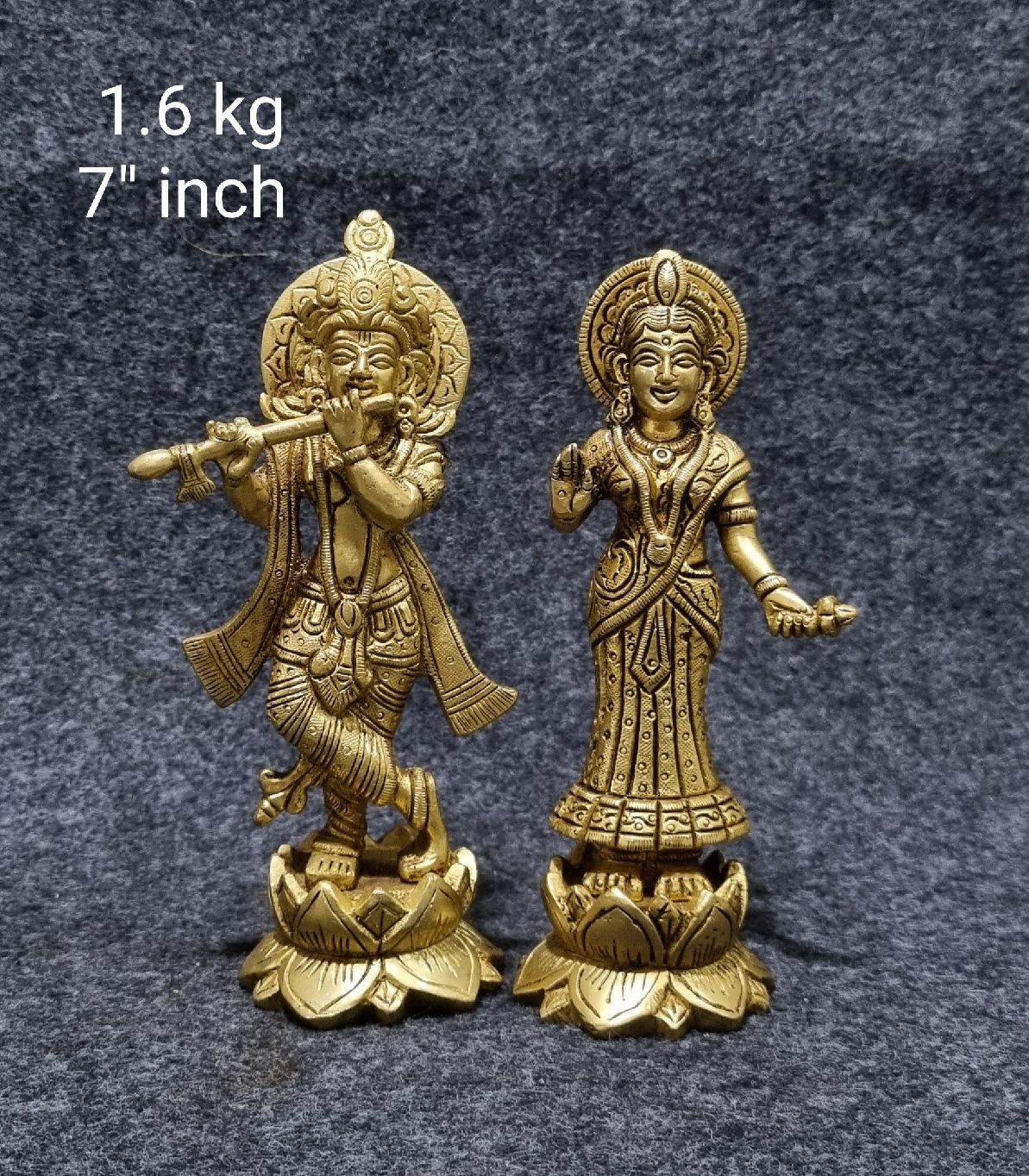 Brass Radha Krishna 1.600Kg 7''inches