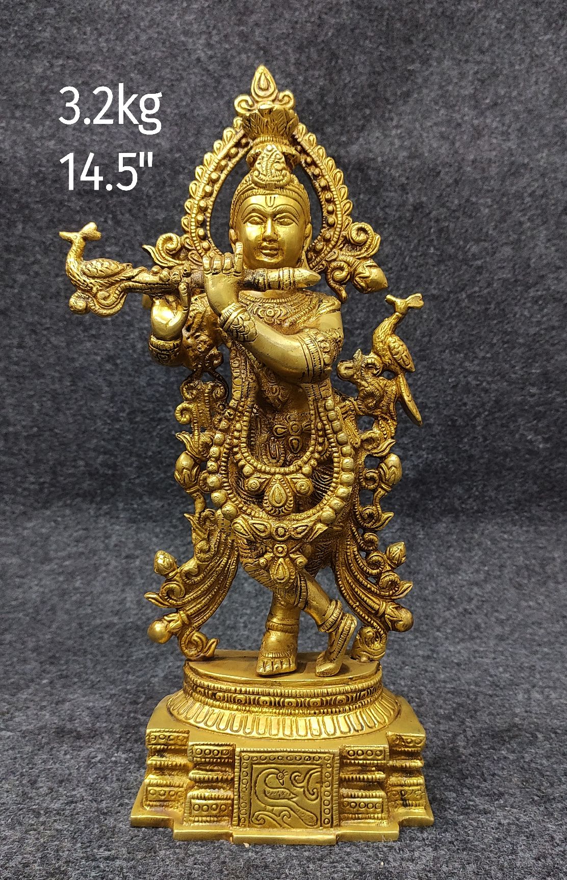 Brass Krishna Idols 3.200 Kg 14.5" Inches