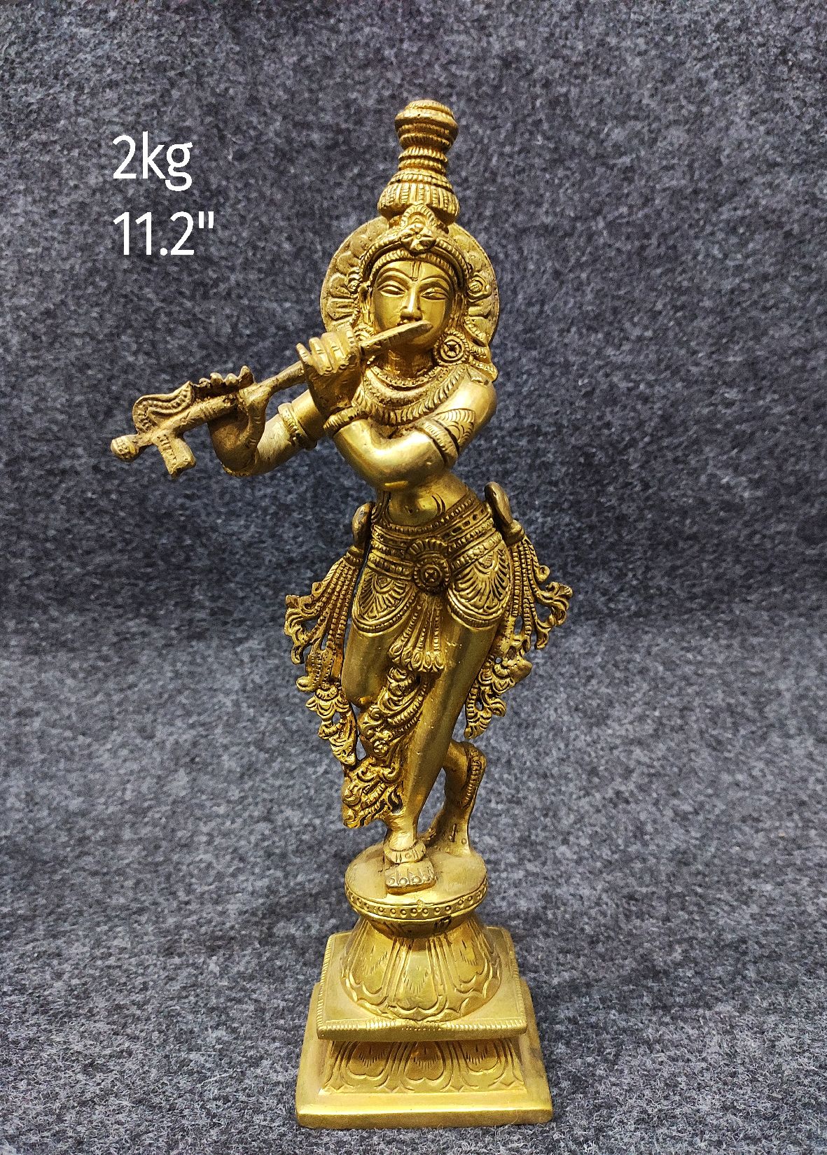 Brass Krishna Idols 2 Kg 11.2" Inches
