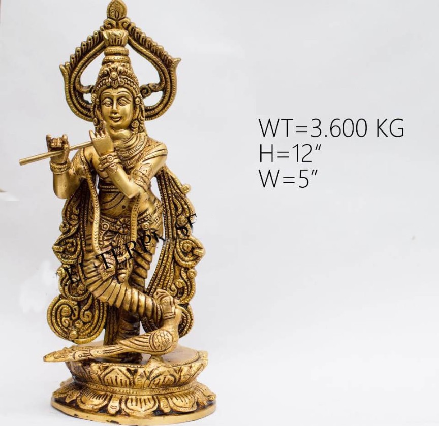 Brass Krishna 3.600Kg 12"Inches