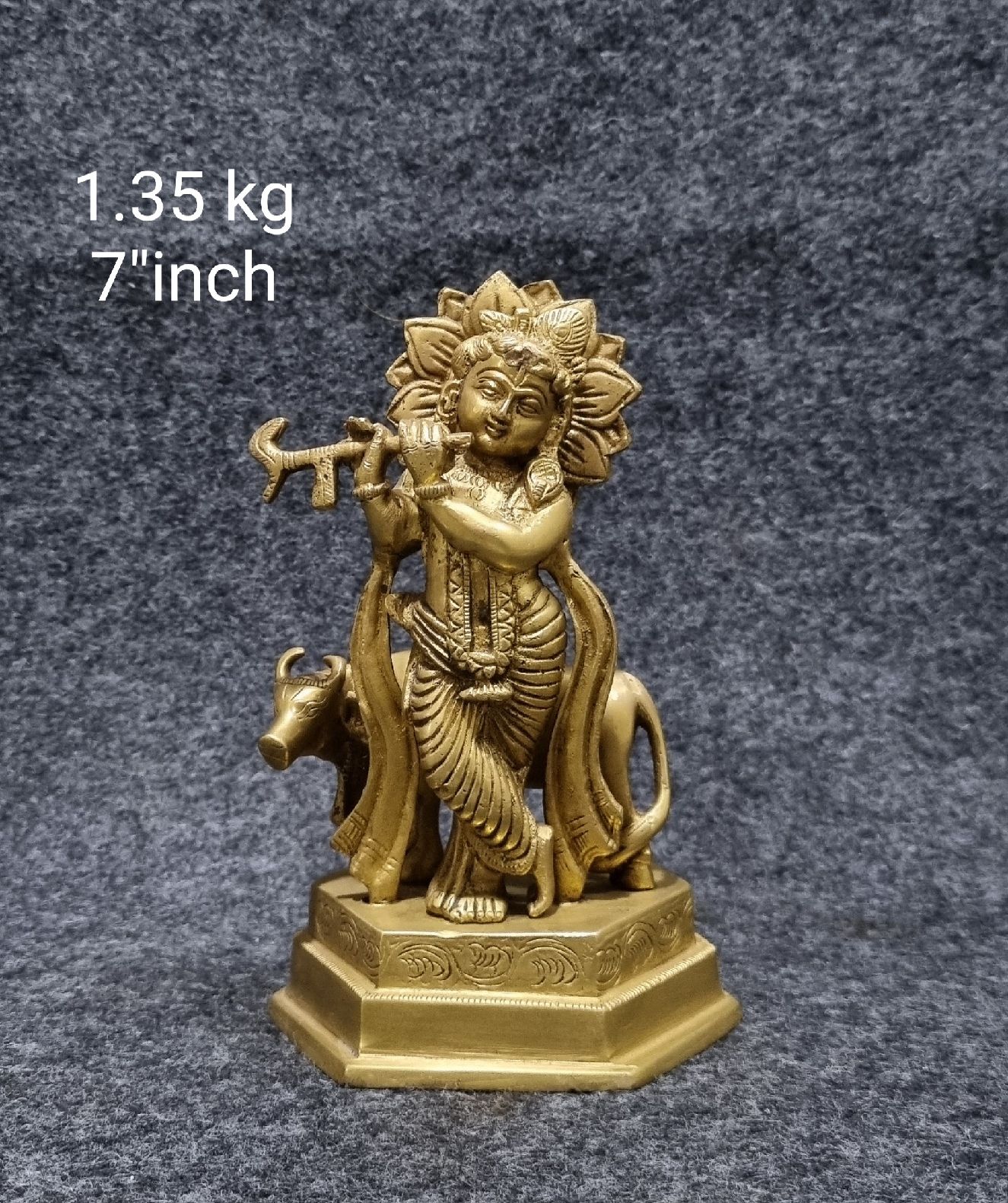 Brass Radha Krishna Krishana 1.35 Kg 7" Inches