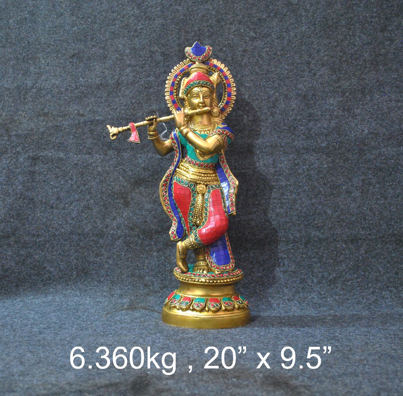Brass Krishna Idols 6.360 Kg 20*9.5" Inches