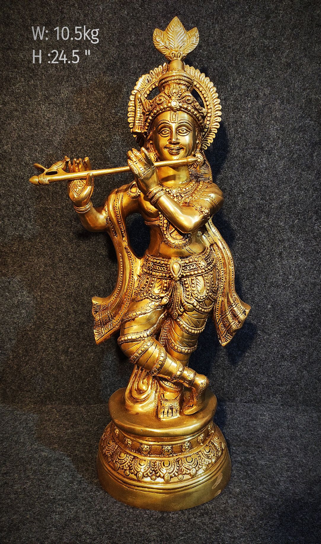 Brass Krishna Idols 10.5 Kg 24.5" Inches