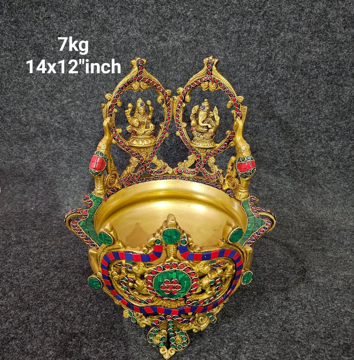 Brass Laxmi Ganesha Urli 7kg,14*12''