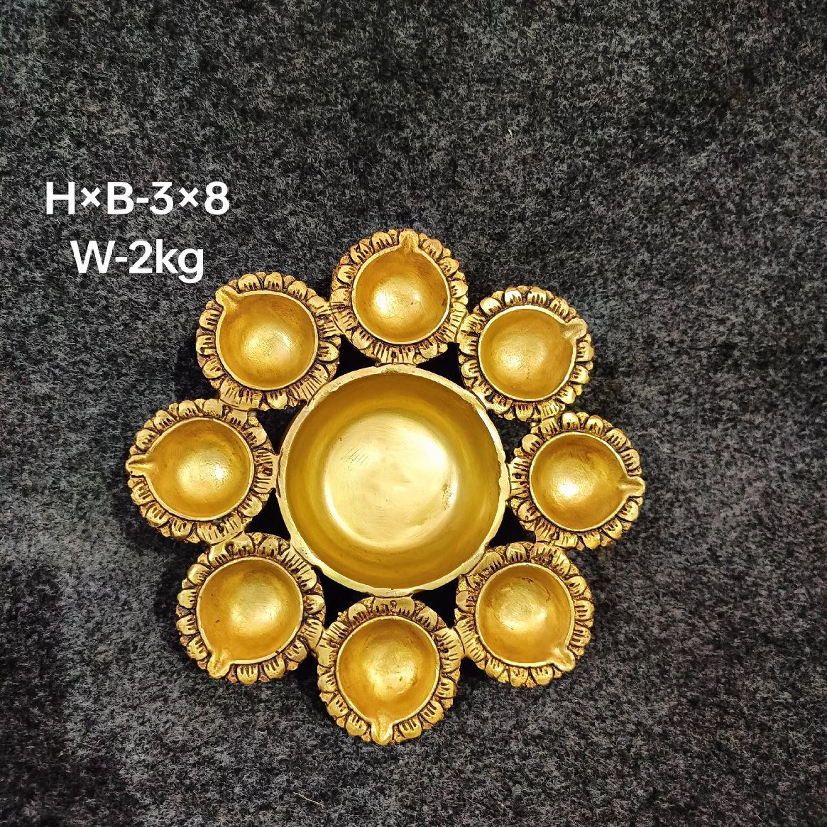 Brass Multi Diya Urli 2kg, 8''