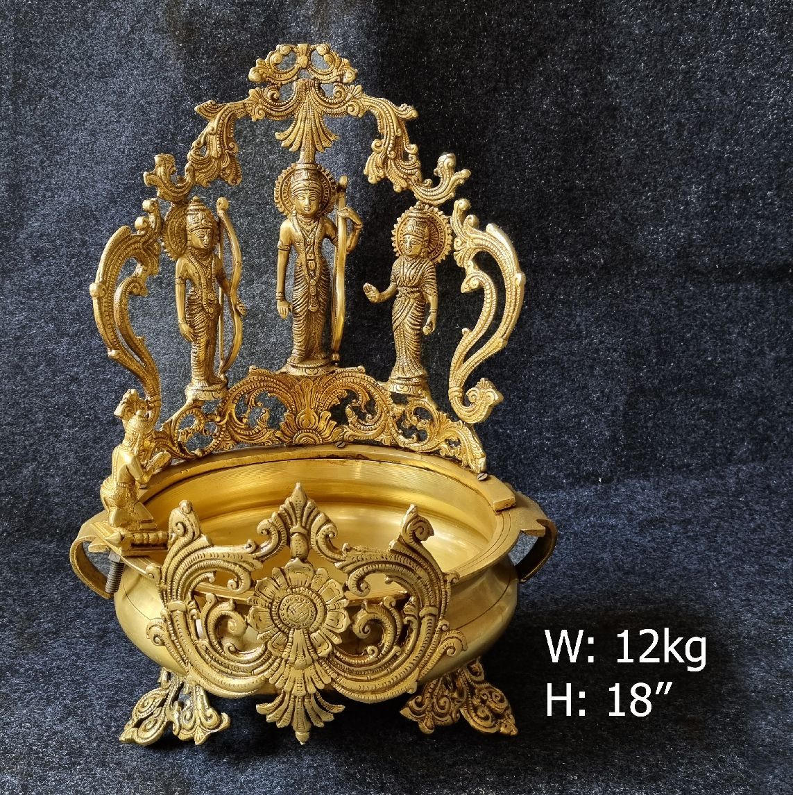 Brass Ram Dawar Urli. 12kg, 18''
