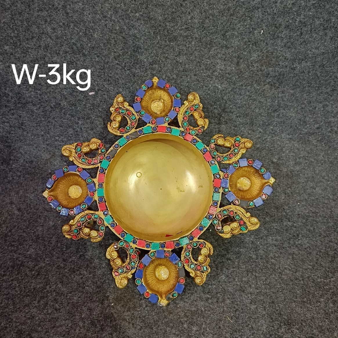 Brass Four Diya Urli. 3kg