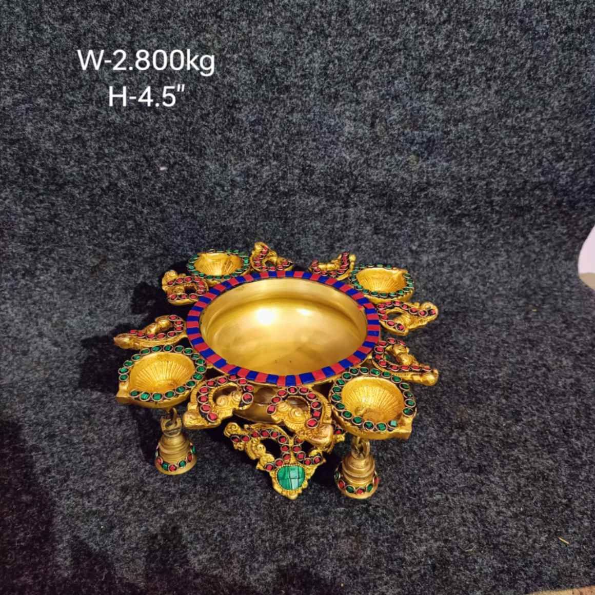 Brass Four Diya Urli. 3kg