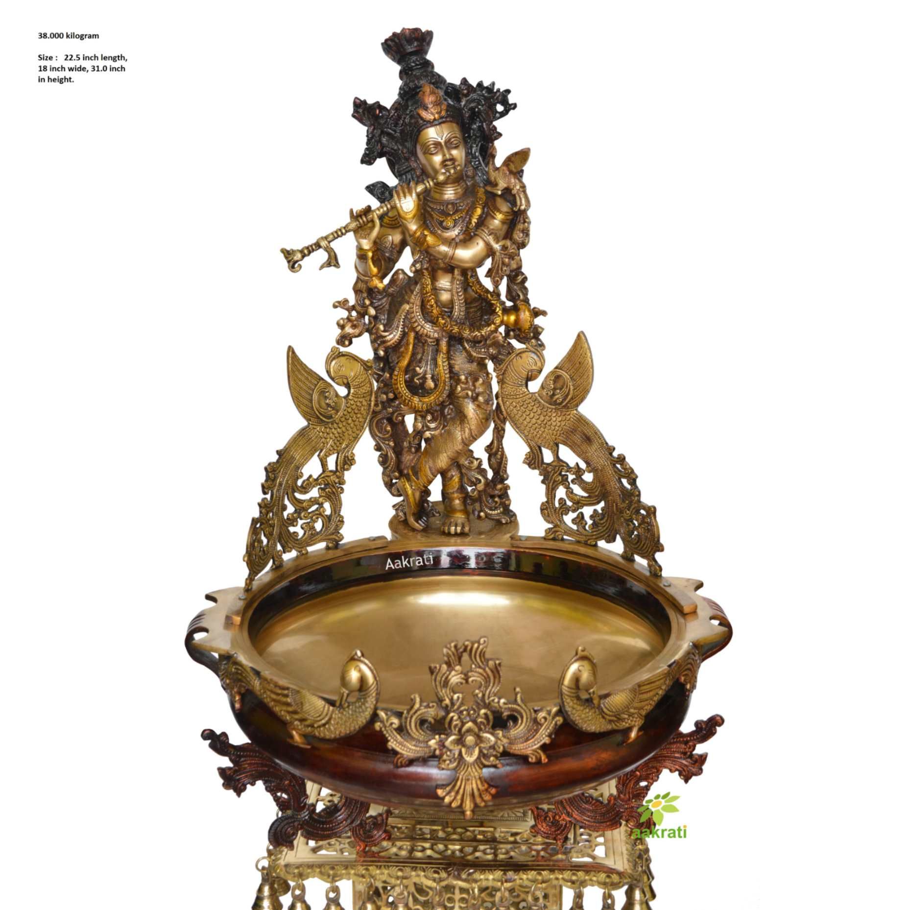 Brass Krishna Big Urli 36kg, 32''