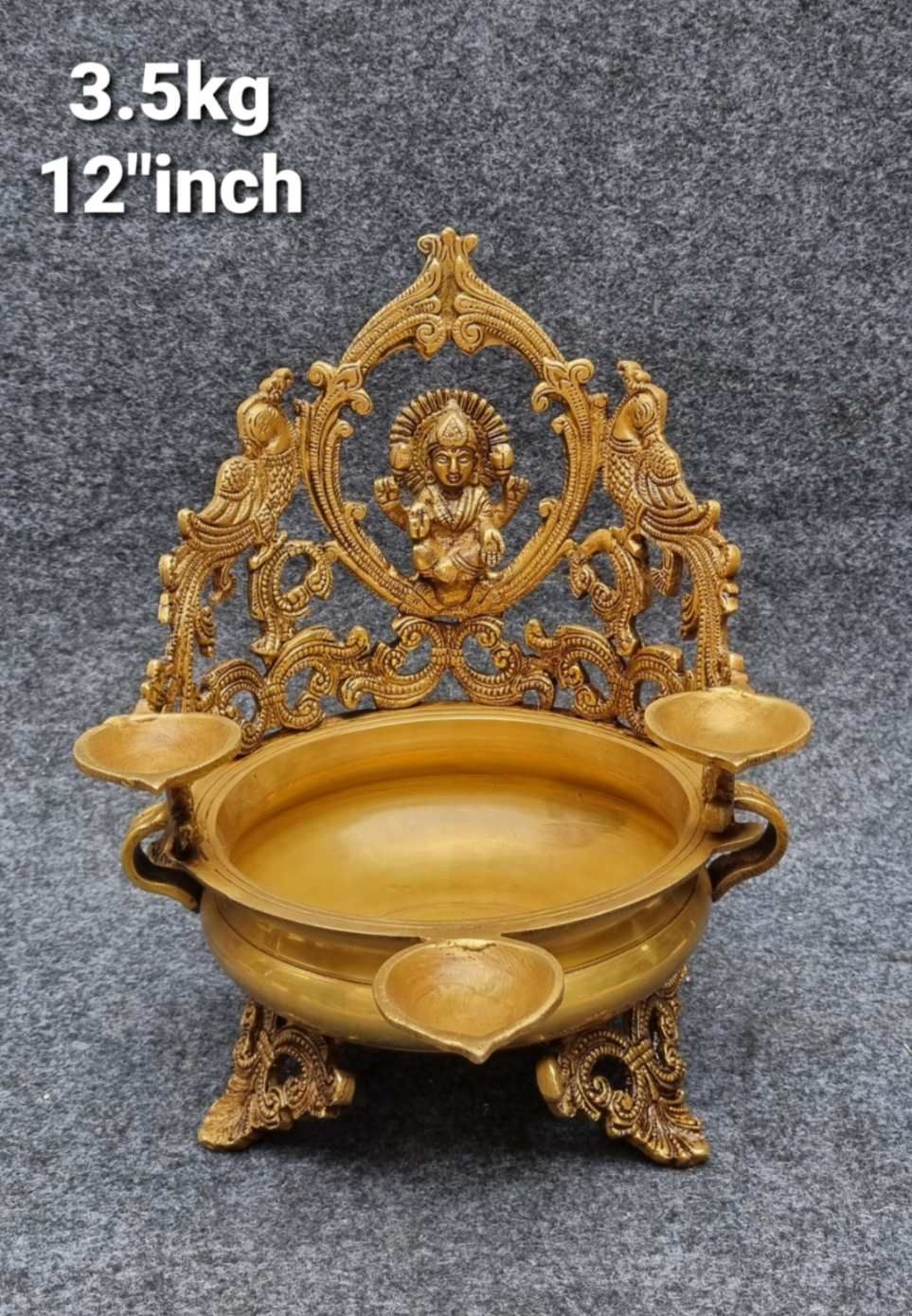 Brass Laxmi Diya Urli. 3.5kg, 13''