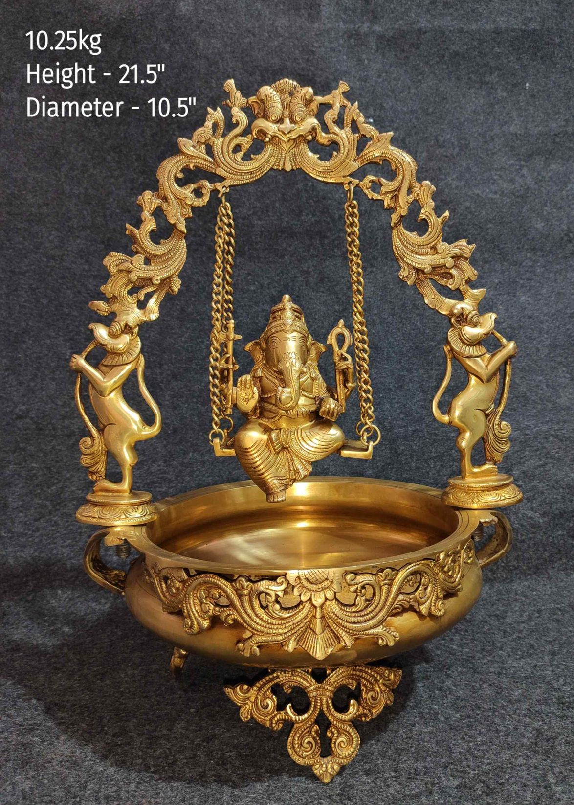 Brass Ganesha Jhula Urli.10.3kg, 21.5''