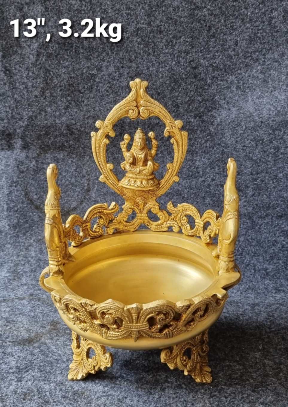 Brass Gaj Laxmi Urli. 3.2 kg, 13''